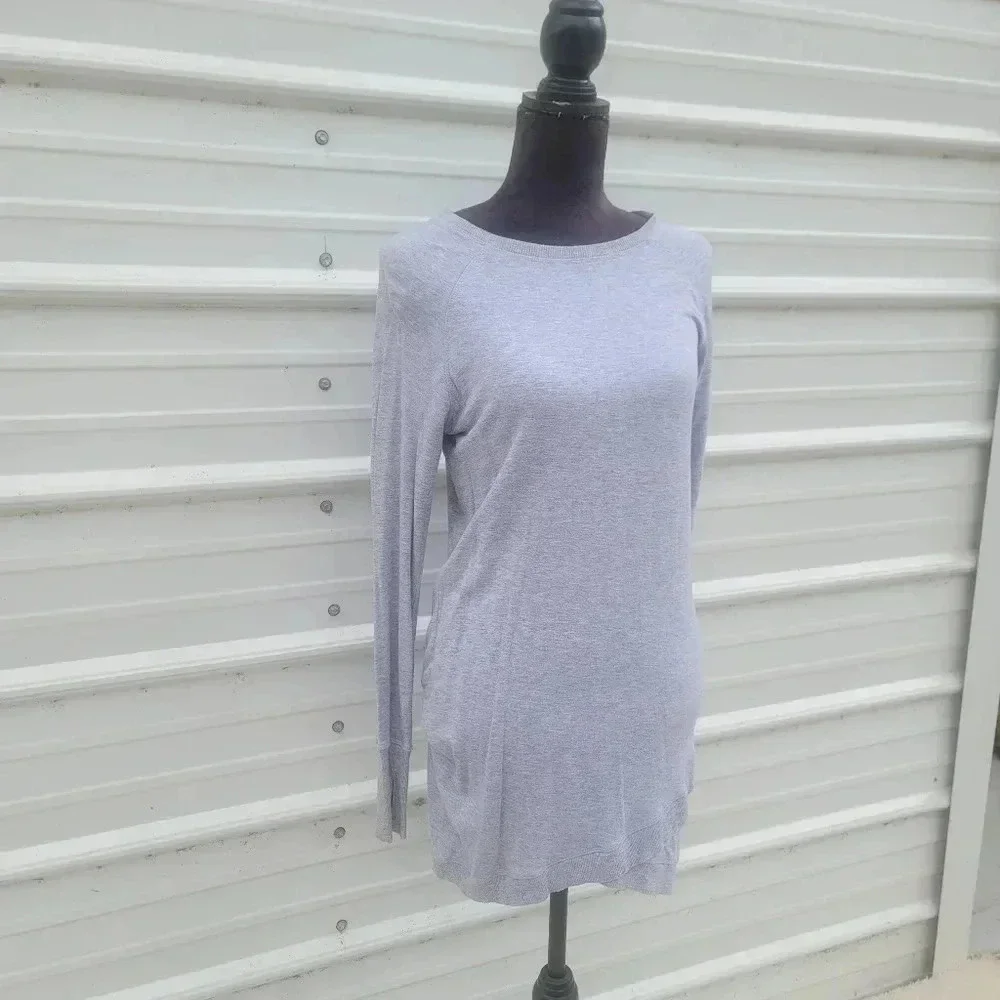 Dalia Womens Shirt Gray Long Sleeve Pullover Soft Comfort Sweatshirt Dress XS